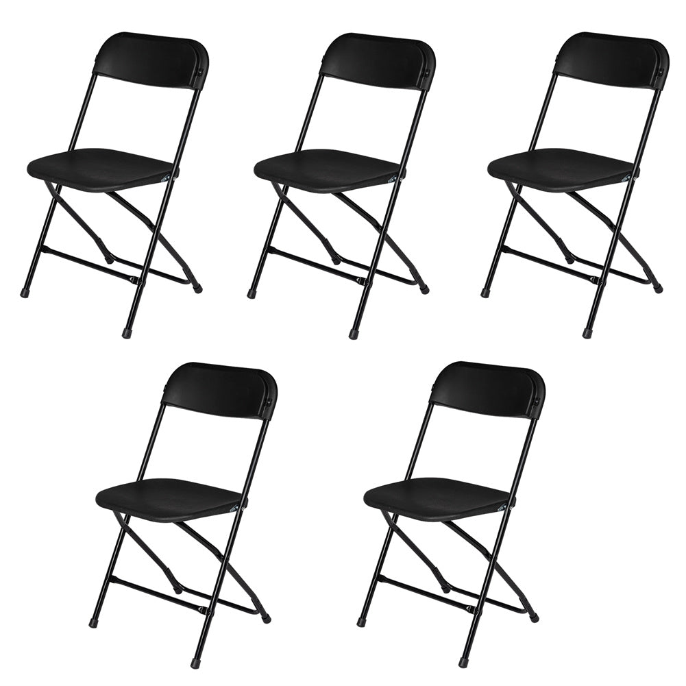 ALICIAN 5pcs Folding Chair Plastic Portable Stackable Patio Stool Black