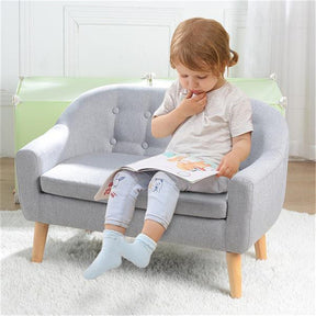 ALICIAN Children Sofa for 2 Kids with Detachable Cushion for Living Room Grey