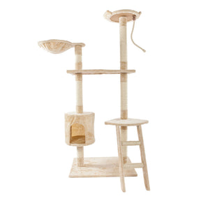 BEESCLOVER Multi-level Cat Tree Condo Cat Climbing Frame for Kittens Cats Pets Beige
