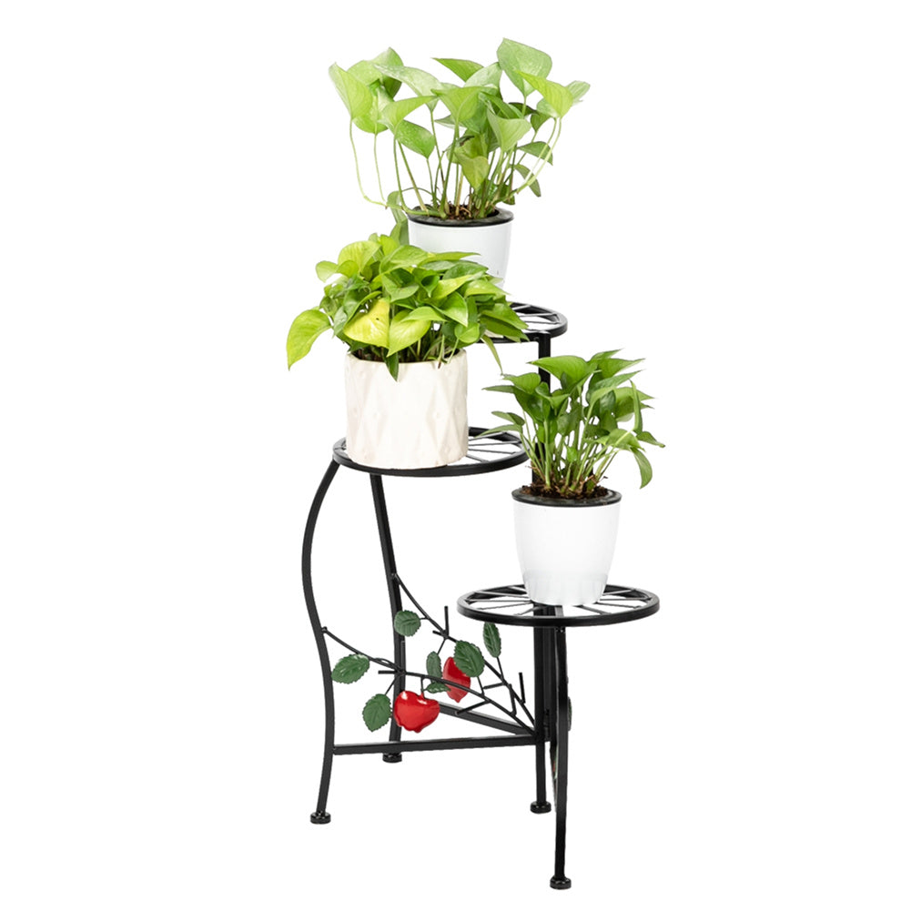 ALICIAN 3-tierd Flower Pot Stand Lacquer Painted Metal Black