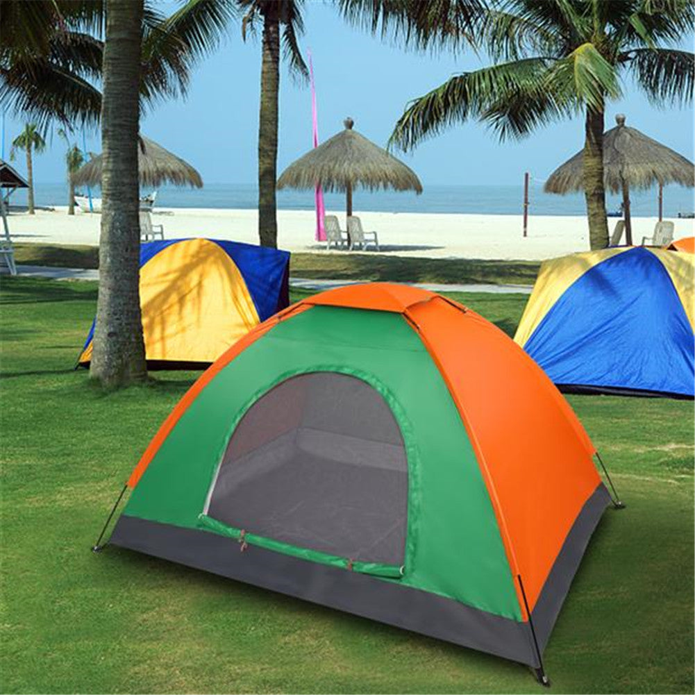 THBOXES 2 Person Tent Windproof Double Door Single Layer Camping Tent Green