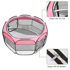 BEESCLOVER Pet Playpen 36 Inch Portable Foldable Fence Pink