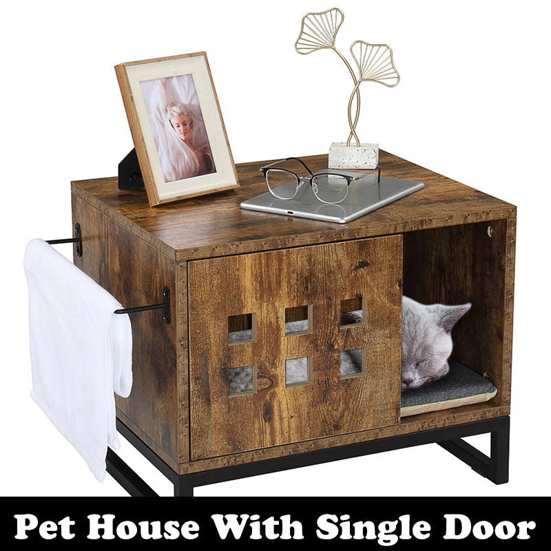 BEESCLOVER Pet House with Single Door 50.7*41*41.5cm Rectanglar Cat Dog Net