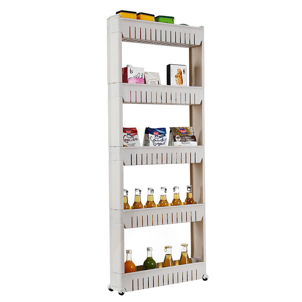 RONSHIN 5-layer Shelf Rolling Storage Shelf for Household Living Room Organizer Grey