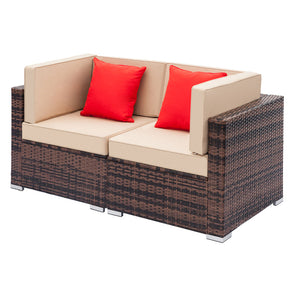 ALICIAN 3pcs Weaving Rattan Modular Sofa Set 2 Corner Sofas + 1 Large Coffee Table