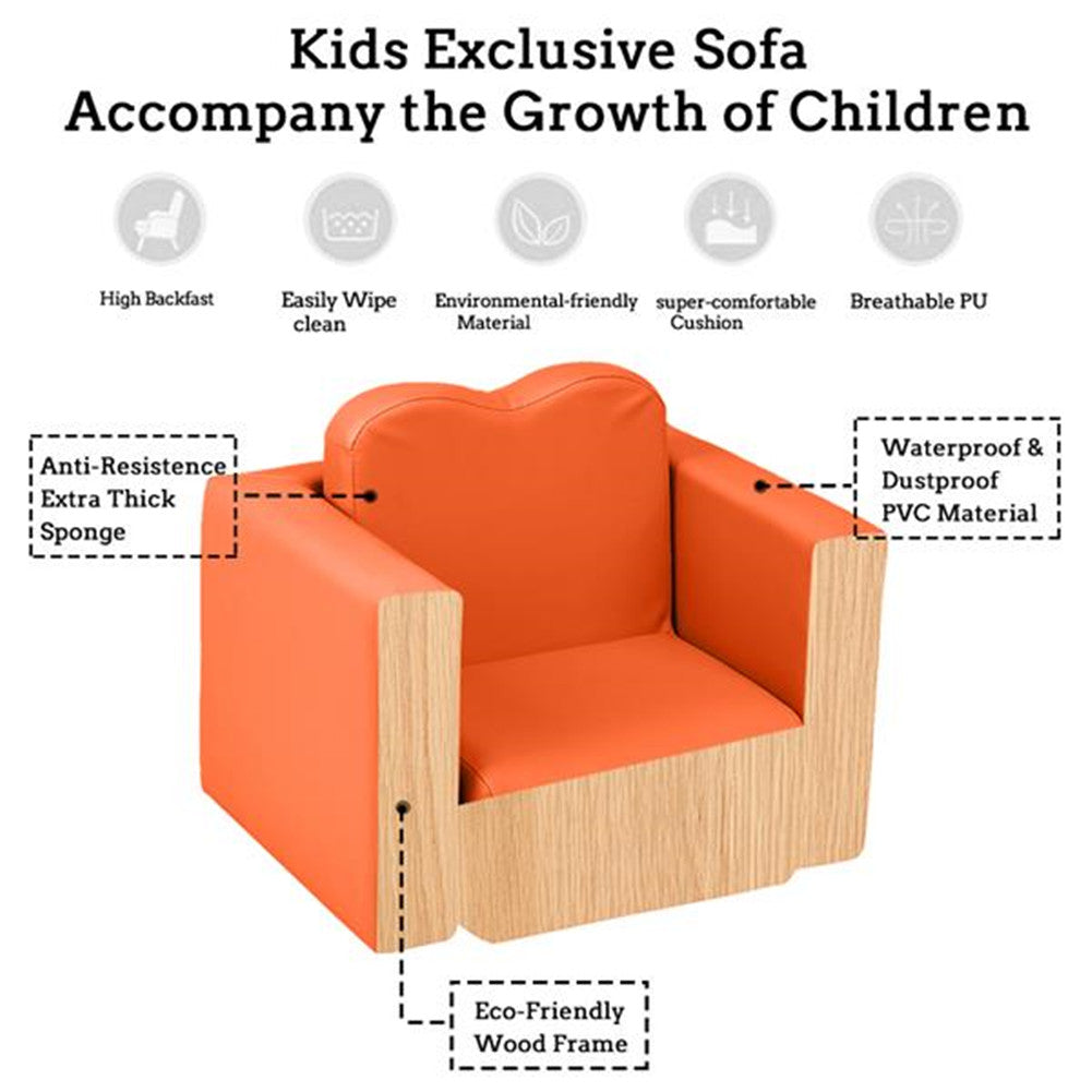 ALICIAN Children Sofa 49*32*39cm Rectangular 2-in-1 Sofa and Table Orange