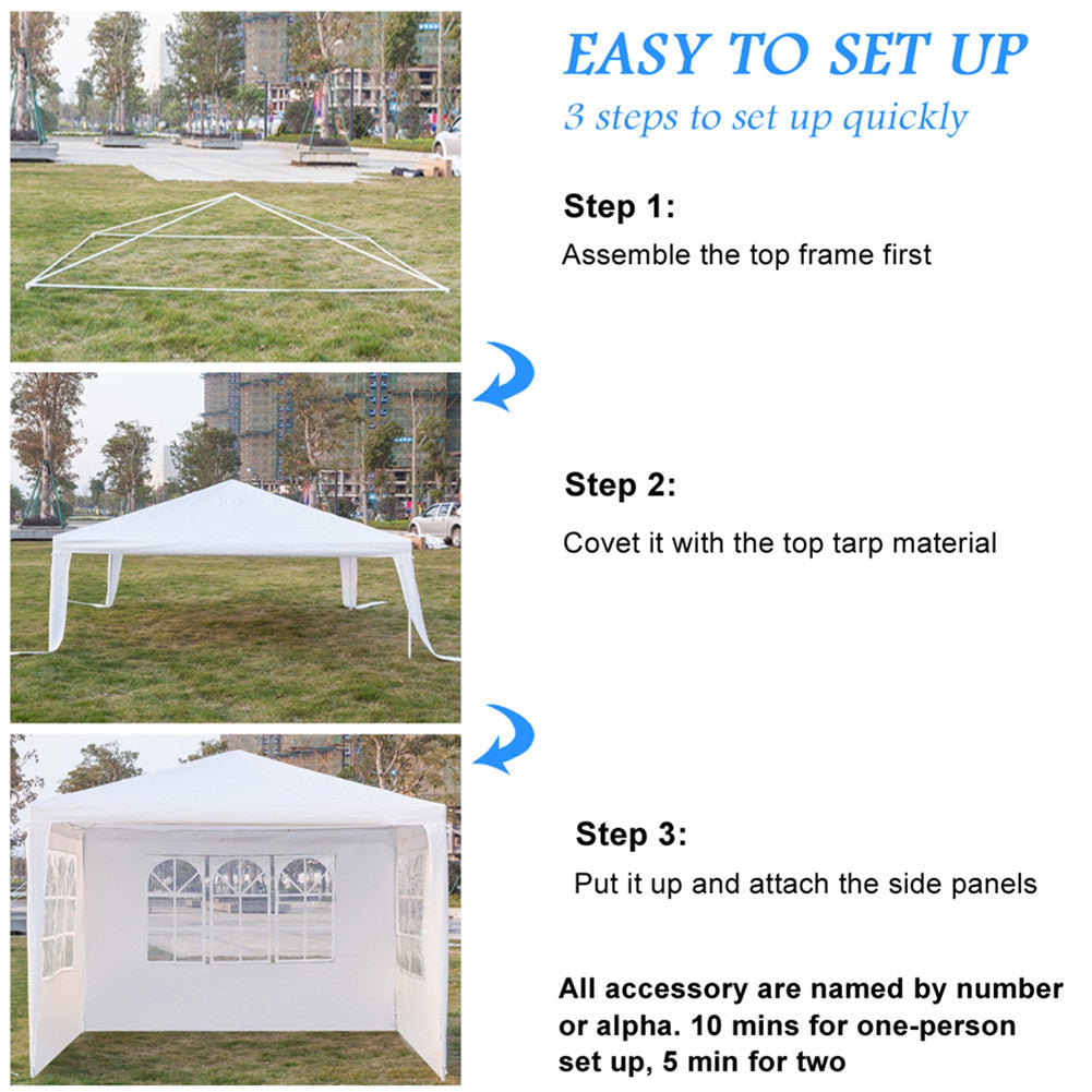 THBOXES 3 Sides Waterproof Tent Portable Tent Outdoor Camping 3x3m White