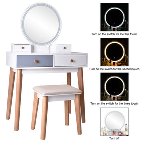 AMYOVE Dressing Table Bedroom Solid Wood Simple Dressing Table White