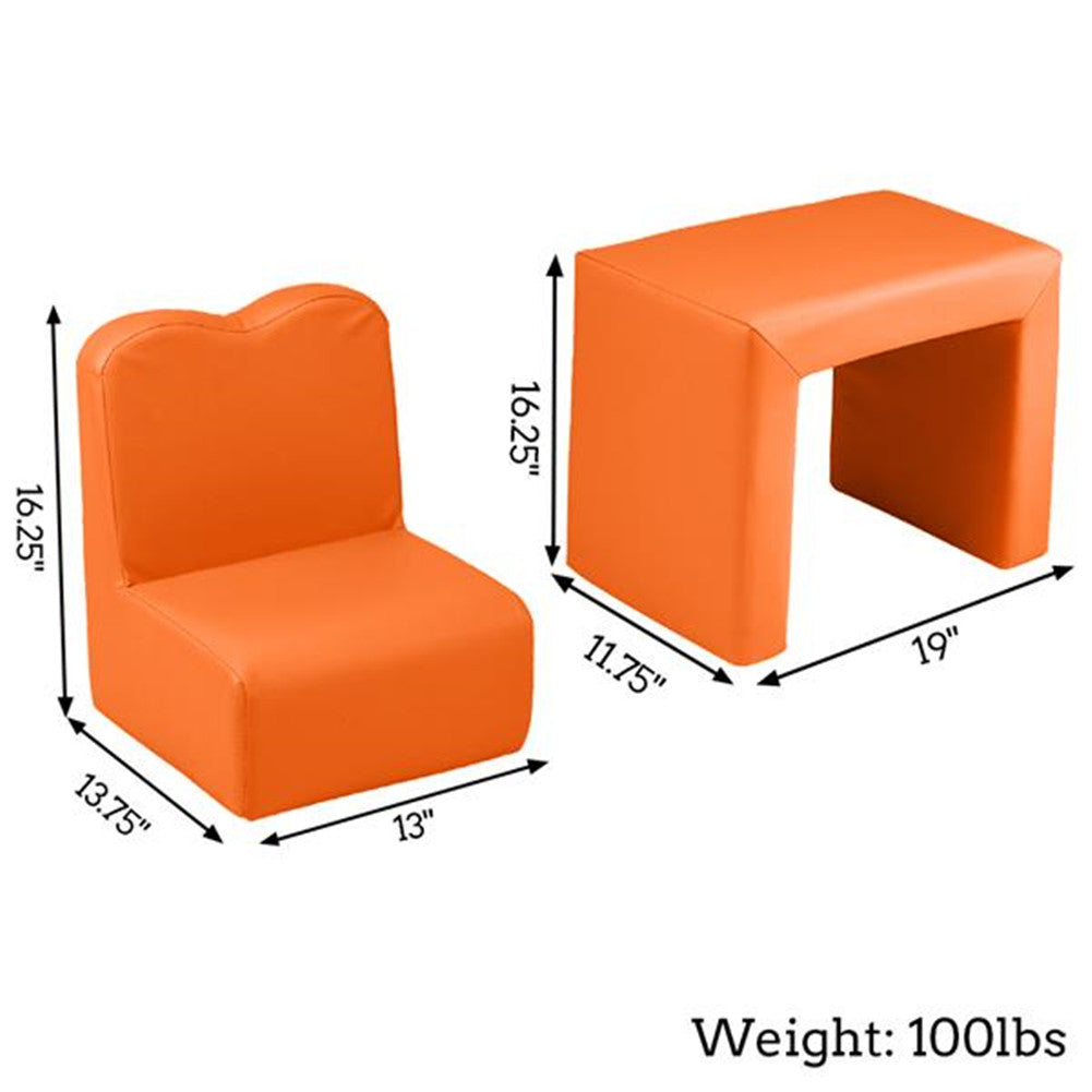 ALICIAN Children Sofa 49*32*39cm Rectangular 2-in-1 Sofa and Table Orange