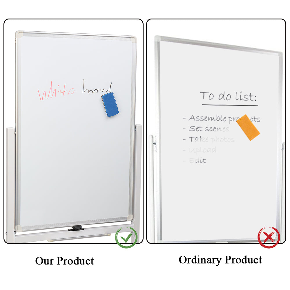 YIWA 120x60cm Vertical Movable Double-sided Whiteboard with Stand Office Classroom White