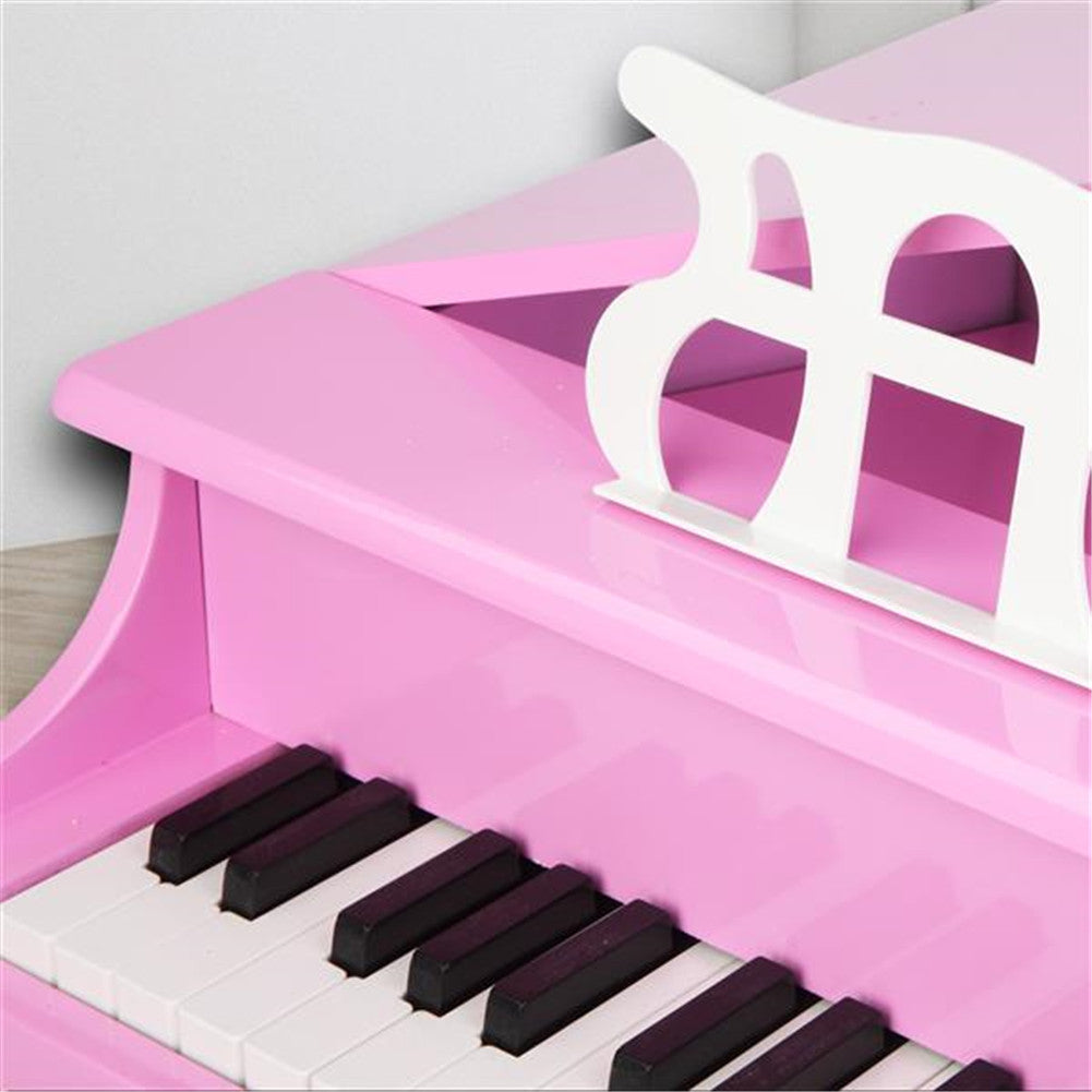 YIWA Children 30-key Wooden Piano With Music Stand 4 feet Piano Toys Pink