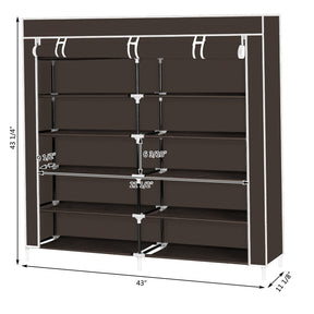 RONSHIN 7 Layers 14 Grids Shoe Rack Cabinet 110*28*115cm Storage Dark Brown
