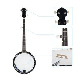YIWA 1 Set Sapele 5-string Banjo + Screwdriver Tool + Wrench Tool Black