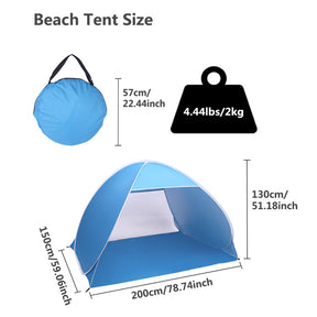 THBOXES Automatic Beach Tent Pop Up Waterproof Breathable Sun Shelter Sun Umbrella Blue