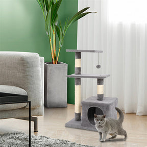 BEESCLOVER 32in Three-layer Cat Climbing Frame Pet Play Condo Grey