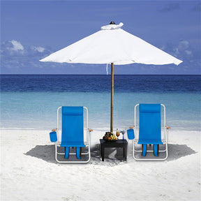 ALICIAN Portable Beach Chair with Adjustable Headrest Single Beach Chair Blue