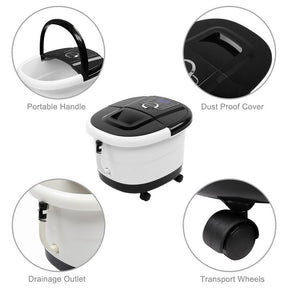DSSTYLES Foot Bath with Touch Screen Digital Display Automatic Roller Black