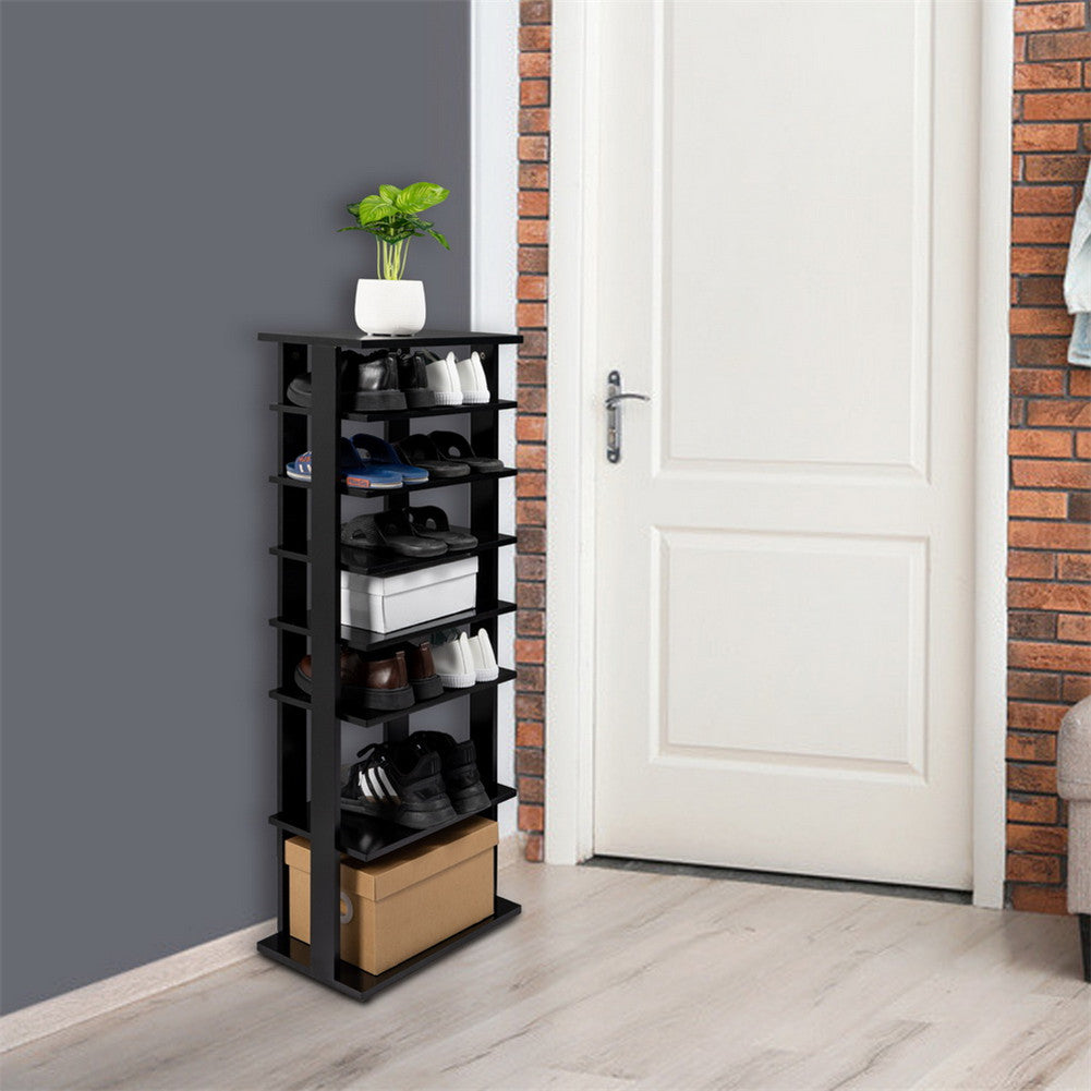 ALICIAN 7-layer Wooden Shoe Rack Storage Mount Household Furniture Room Organizer Black