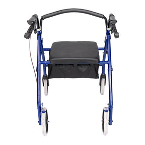 DSSTYLES Basket Walker Chair Wheel Rollator Walker Removable Back Support Blue