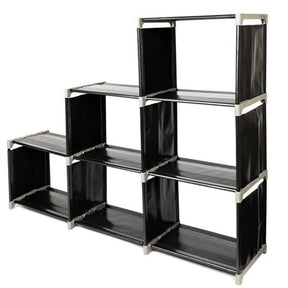 RONSHIN 3-Tier 6-Cube Storage Rack Closet Organizer Staircase Organizer Black