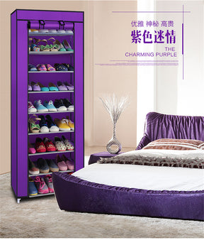 RONSHIN 10-layer Shoe Rack Room-Saving Shoe Cabinet Purple