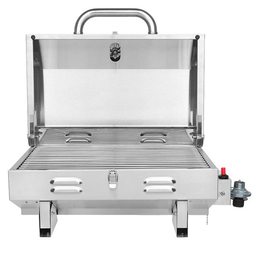 ZOKOP Portable Gas Grill Stove Square Stainless Steel Bbq Stove Silver