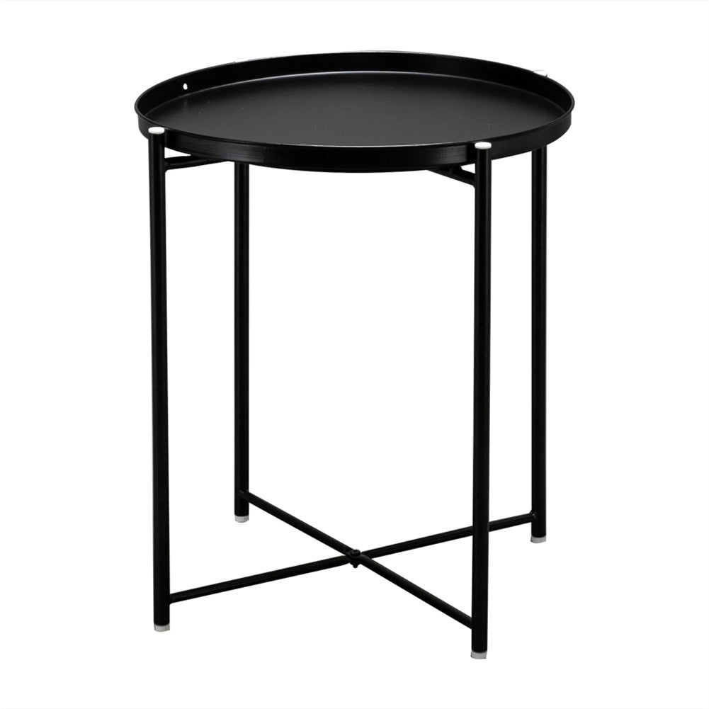 AMYOVE Round Table Living Room Sofa Bed Side Table Black