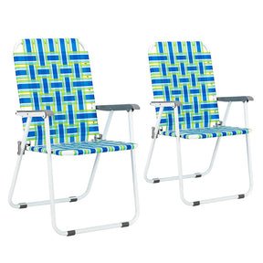 ALICIAN 2pcs Strip Beach Chair 120kg Folding Beach Seat Chair Blue