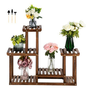 ALICIAN 4 Tier 7 Potted Pine Plant Stand Flower Rack Garden Shelves