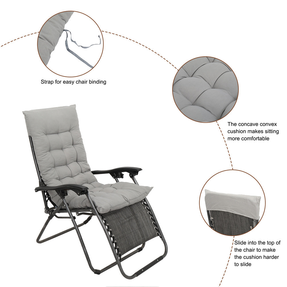RONSHIN Folding Chair Cushion Portable Comfortable 124x48x8cm Grey