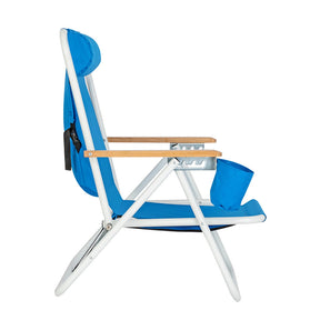 ALICIAN Portable Beach Chair with Adjustable Headrest Single Beach Chair Blue