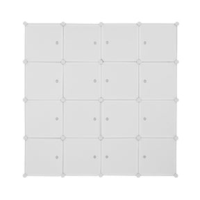 AMYOVE 4 Layer 16 Cube Organizer 142*47*142cm Diy Assemble Cabinet White
