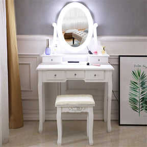 AMYOVE 5-drawer Dressing Table with Single Mirror White