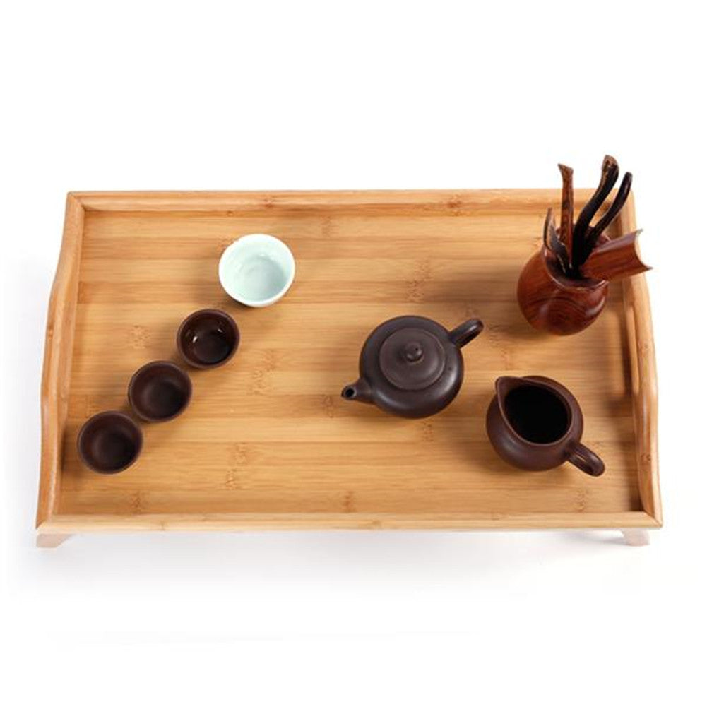 AMYOVE Bamboo Tray Tea Table with Folding Legs Desk Wood Color
