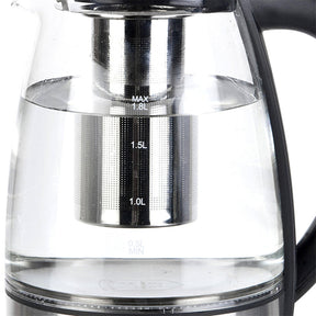 ZOKOP 1.8L Electric Glass Kettle with Filter Black