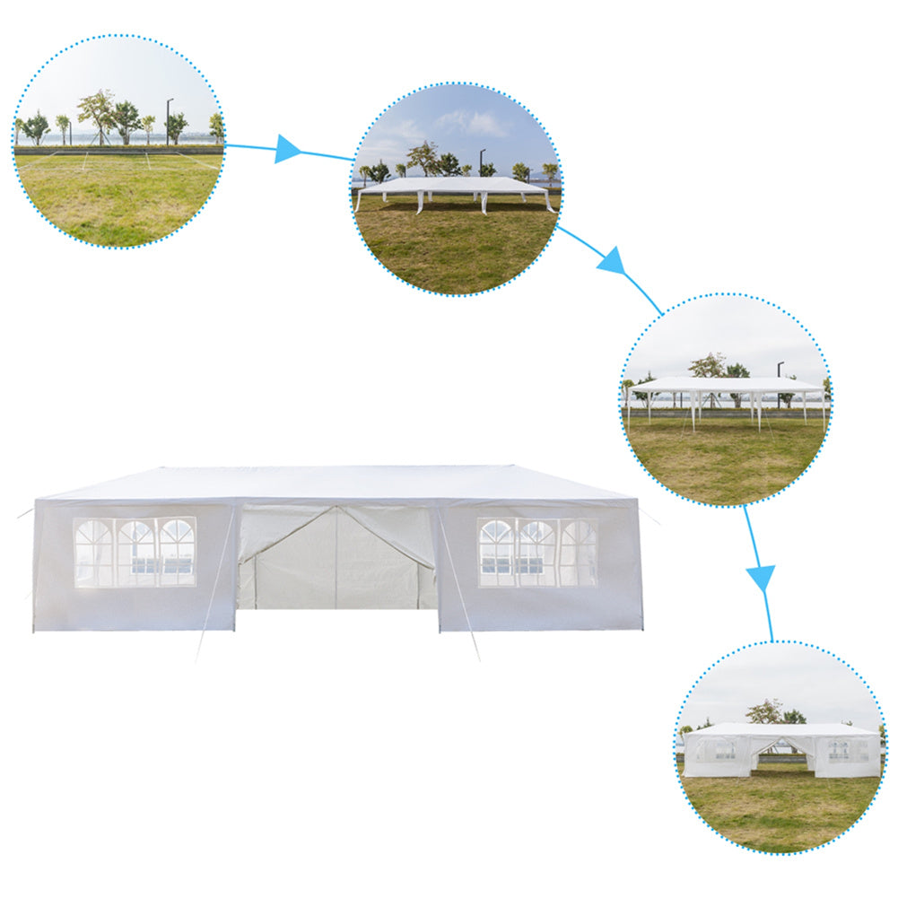 THBOXES 3x9m 8-sided 2 Doors Spiral Tube Tent Waterproof Tent for Wedding Camping Parking