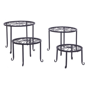 ALICIAN 4pcs Plant Stands Indoor Outdoor Strong Plant Shelves Black