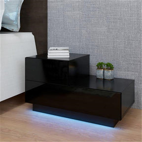 AMYOVE 2-drawer Nightstand Bedside End Table Bedroom Black