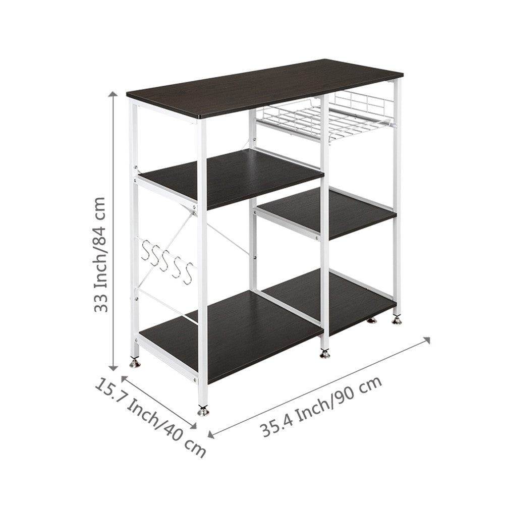 RONSHIN 4-layer Microwave Oven Rack Floor-standing 90*40*84cm Black