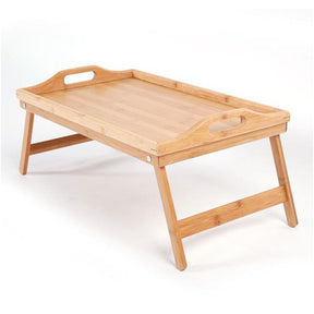 AMYOVE Bamboo Tray Tea Table with Folding Legs Desk Wood Color