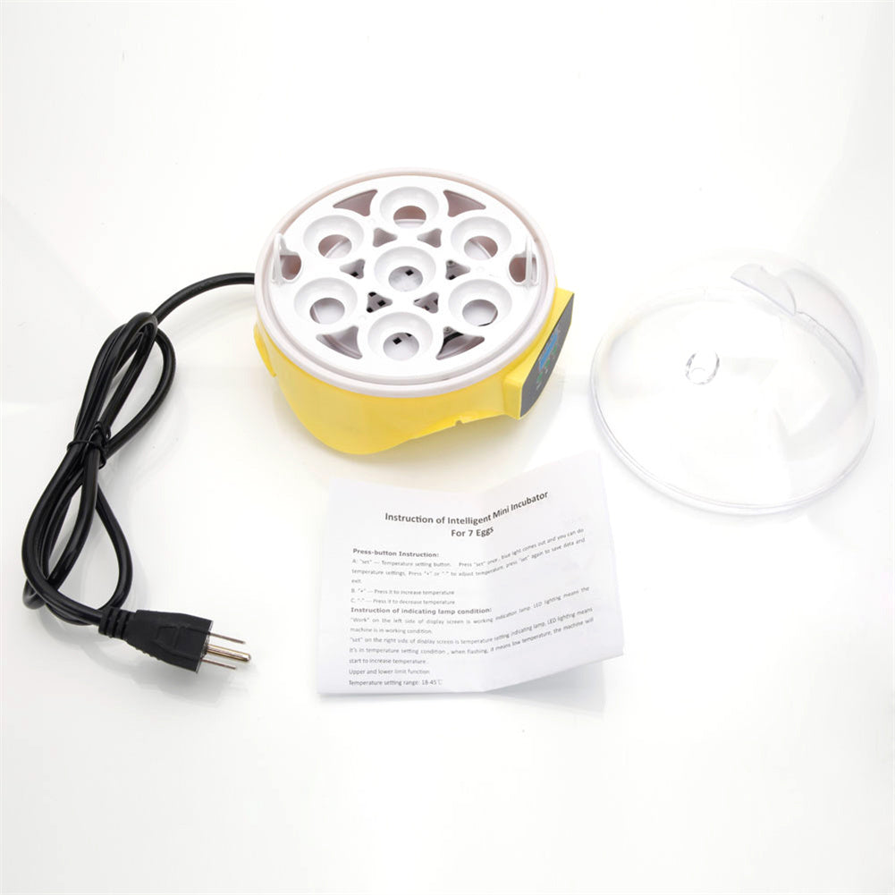 DISHYKOOKER 7-egg Mini Electric Incubator for Chicken Duck Goose Yellow