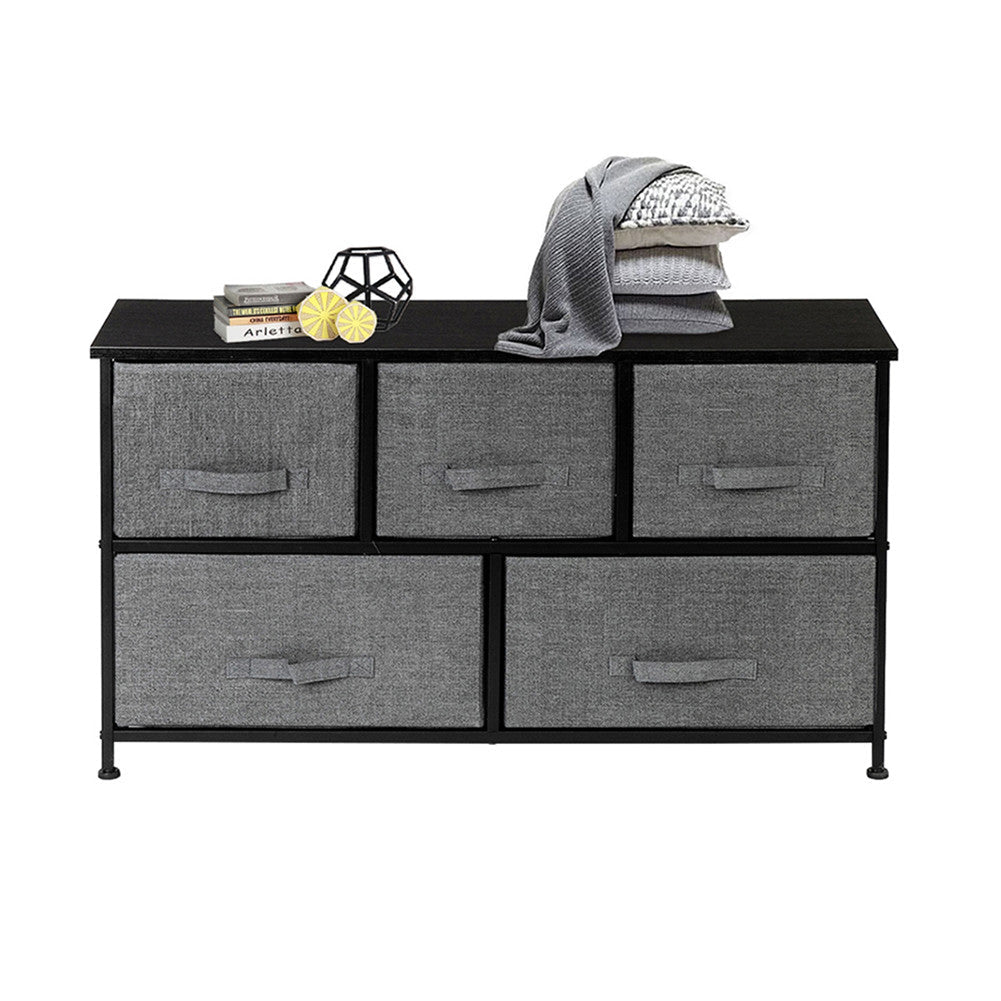 AMYOVE 2-layer Dresser 5-Drawer Storage Rack Household Organizer Furniture Dark Grey
