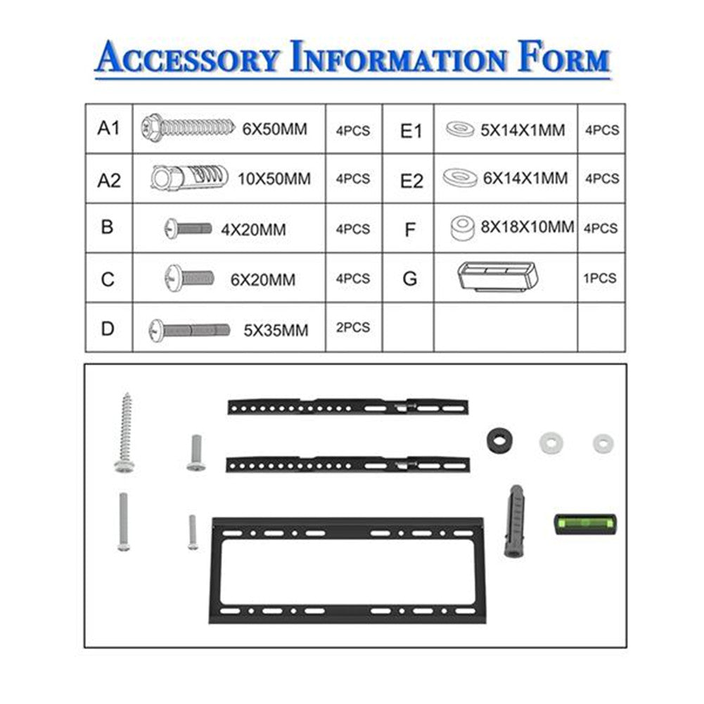 RONSHIN TV Stand 26-55 Inches Desktop Single-column 3 Levels Black