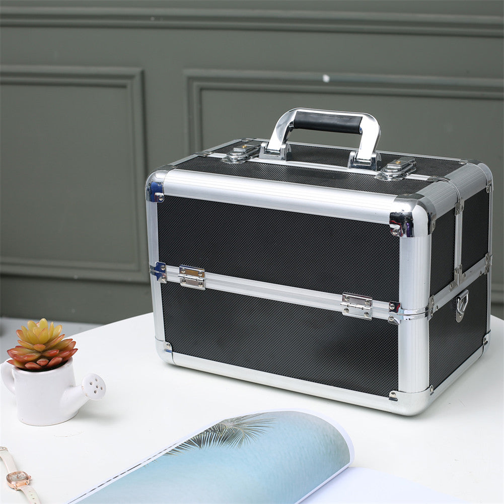 SHININGLOVE Double-open Cosmetic Storage Box Travel Beauty Cosmetic Case Black pbe-0b5fucjw