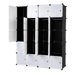 AMYOVE 5 Layer 30 Grid Cube Storage with 6 Hangers Wardrobe for Living Room