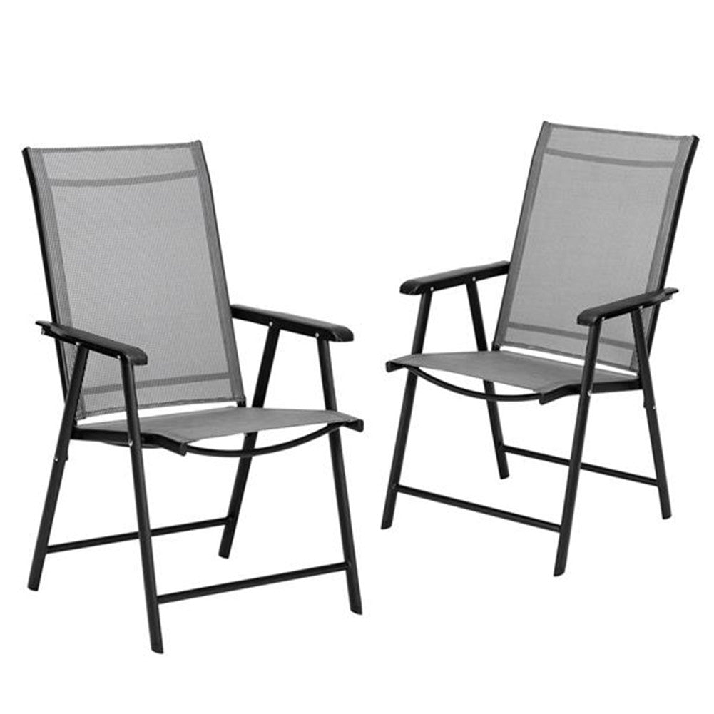 ALICIAN 4pcs/set Portable Folding Chairs with Armrests Grey