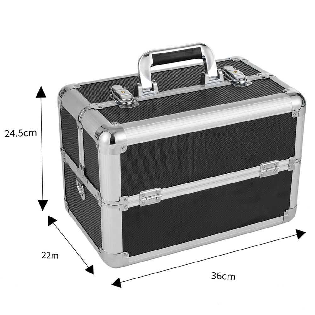 SHININGLOVE Double-open Cosmetic Storage Box Travel Beauty Cosmetic Case Black pbe-0b5fucjw