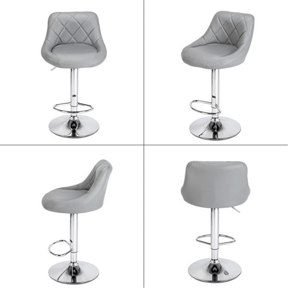 ALICIAN 2pcs Adjustable Swivel Bar Stools Padded Chair with Back Gray