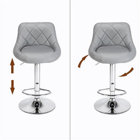 ALICIAN 2pcs Adjustable Swivel Bar Stools Padded Chair with Back Gray