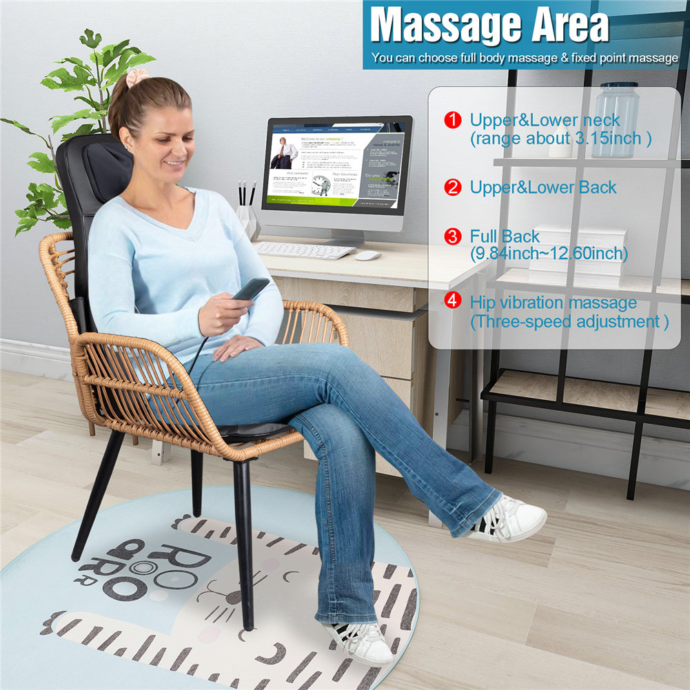 DSSTYLES Massage Chair Pad PU Leather with Vibration Heating Kneading Function